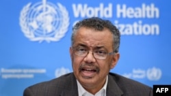 Tedros Adhanom Ghebreyesus, Direktur Jenderal organisasi kesehatan sedunia (WHO) dalam konferensi pers di Jenewa, Swiss, Kamis (30/1). 