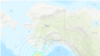 阿拉斯加半岛附近发生地震的位置（2021年7月29日美国地质调查局网站截图）