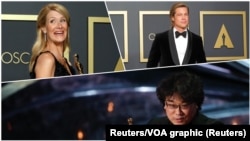 Laura Dern dan Brad Pitt yang memenangkan penghargaan aktor dan artis terbaik Oscar 2020, dan sutradara Bong Joon Ho untuk sutradara terbaik. 