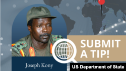 A reward posted for Joseph Kony from the U.S. Department of State's Global Criminal Justice Rewards Program.