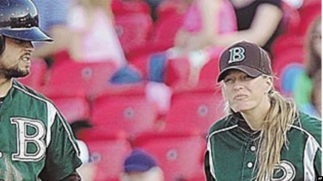 Justine Siegal, 1st base coach for Brockton Rox