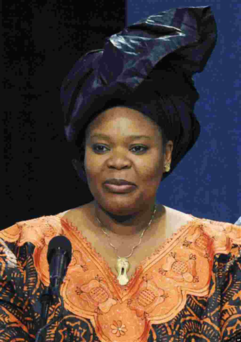 2011: Leymah Gbowee, Liberia (with Sirleaf and Karman). Gbowee is honored for bringing together thousands of women to help end war. (AP)