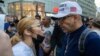 Trump supporters and anti-Trump protesters collide at a rally in New York City on Oct. 24, 2020. 