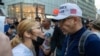 Trump supporters i and anti Trump protesters collide at a rally in New York City on Oct. 24, 2020.