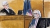 Izdavač tabloida Dejvid Peker i sudija Huan Merčan na sudskoj skici tokom suđenja Donaldu Trampu (Foto: AP/Elizabeth Williams)