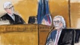 Izdavač tabloida David Pecker i sudija Juan Merchan na sudskoj skici tokom suđenja Donaldu Trumpu (Foto: AP/Elizabeth Williams)