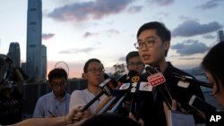 Politician Andy Chan of the Hong Kong National Party speaks to the media in Hong Kong, July 26, 2016.