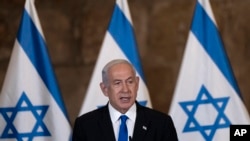 Izraelski premijer Benjamin Netanjahu na nedeljnom sastanku kabineta u Jerusalimu, 21. maja 2023. (AP Photo/ Maya Alleruzzo, Pool, File)
