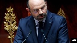 France's Prime Minister Edouard Philippe delivers a speech at the National Assembly, in Paris, June 12, 2019. 