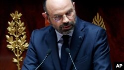 France's Prime Minister Edouard Philippe delivers a speech at the National Assembly, in Paris, June 12, 2019. 