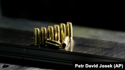 Hollow point bullets are displayed at a underground research facility at the University of Defense in Brno, Czech Republic, April 2016. (AP Photo/Petr David Josek)