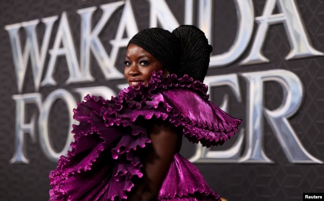 Cast member Danai Gurira attends a premiere for the film Black Panther: Wakanda Forever in Los Angeles, California, U.S., October 26, 2022. (REUTERS/Mario Anzuoni)