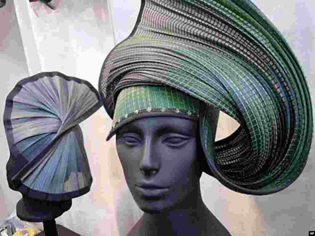 Hats by Kate Bishop of Bisbee, Arizona, are considered wearable art.