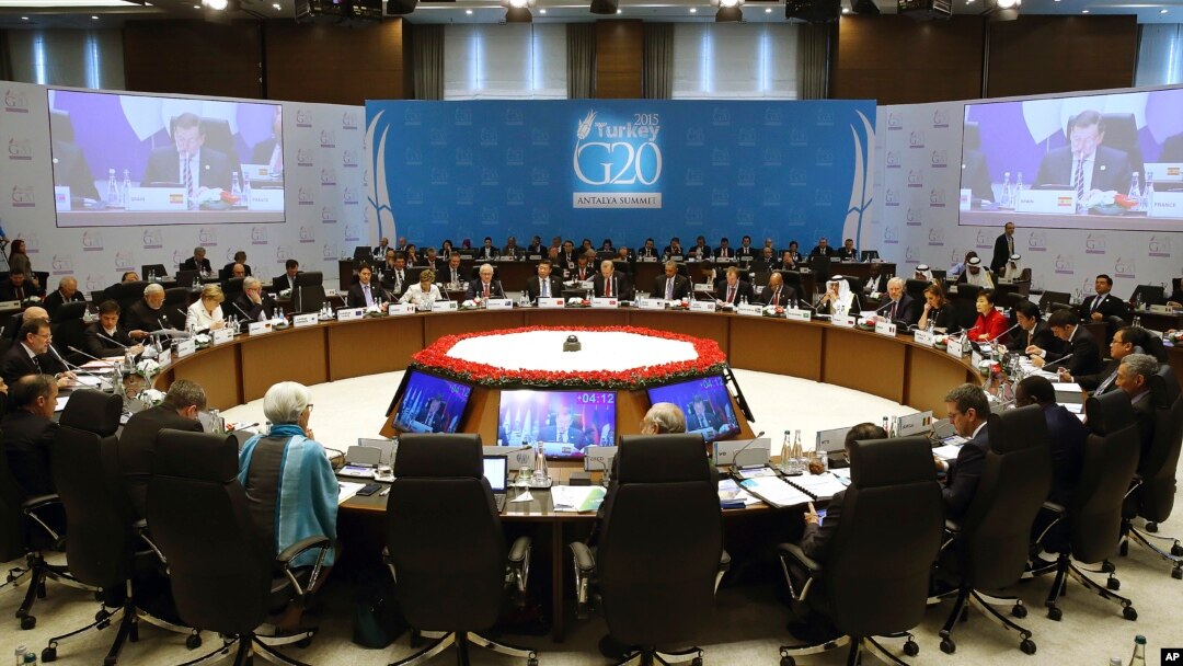 Pertemuan para pemimpin G20 di Antalya, Turki hari Senin (16/11). 