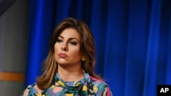 State Department Spokesperson Morgan Ortagus attends a press conference at the State Department, Wednesday, June 24, 2020 in Washington. (Mandel Ngan/Pool via AP)