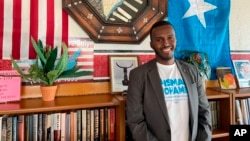 Democratic candidate for Ohio House of Representatives Ismail Mohamed poses for a photo in a Somali restaurant, Sept. 30, 2022, in Columbus, Ohio.
