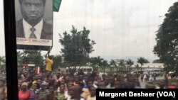 Une foule se rassemble le long des routes pour accueillir les ambassadeurs du Conseil de sécurité, Bujumbura, Burundi, 21 janvier 2016, (VOA/Margaret Besheer)