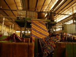 During the COVID-19 lockdown in Ghana, GTP's fabric sales plummeted. (Stacey Knott/VOA)