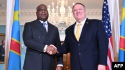 Président Félix Tshisekedi ya RDC na Secrétaire d'Etat Mike Pompeo ya Etats-Unis na Washington, 3 mars 2020.