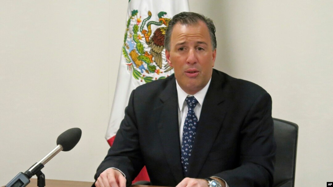 Menlu Meksiko, Jose Antonio Meade dalam konferensi pers di Jenewa (22/10).