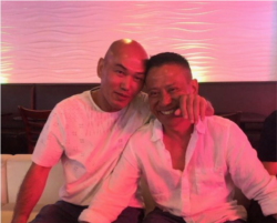 Lam Hong Le, left, and his brother Mickey Le at their reunion during the July Fourth holiday weekend in Los Angeles. (Lam Hong Le)