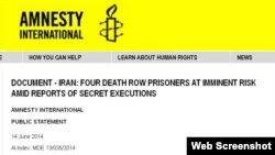 Amnesty Inetrnational Iran execurion report