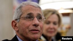 FILE - Dr. Anthony Fauci, director of the National Institute of Allergy and Infectious Diseases, speaks during a coronavirus response meeting in the Oval Office at the White House in Washington, April 29, 2020.