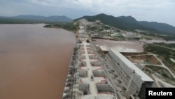 Mradi wa Grand Ethiopian Renaissance Dam unaoendelea kujengwa nchini Ethiopia, Sept. 26, 2019. 