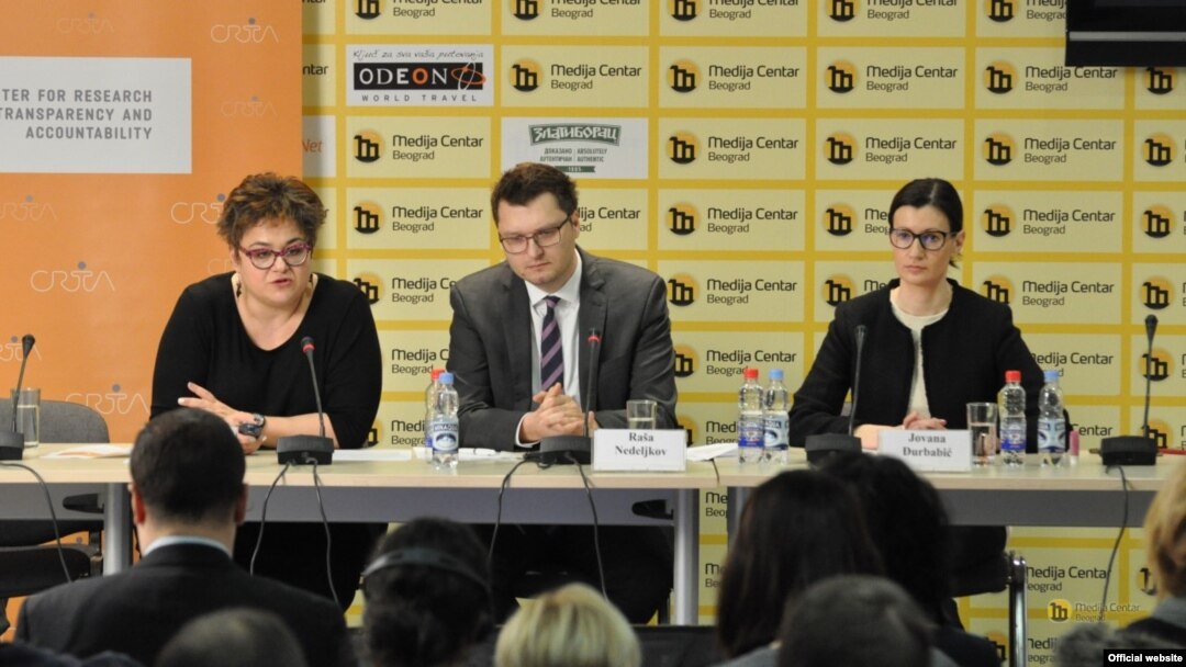 Predstavnici CRTA-e, Tamara Skroza (levo) i Raša Nedeljkov. (Foto: Medijacentar Beograd)