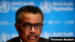 El director general de la Organización Mundial de la Salud (OMS), Tedros Adhanom Ghebreyesus, durante una sesión informativa diaria sobre coronavirus, en Ginebra.