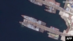 Российские военные корабли в порту Новороссийска 12 августа 2026 года, архивное спутниковое фото (Фото: AFP PHOTO /SATELLITE IMAGE ©2026 VANTOR)