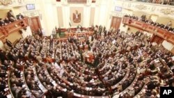 A general view of the first Egyptian parliament session after the revolution that ousted former President Hosni Mubarak, in Cairo, Egypt, January 23, 2012.