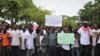 Thousands of demonstrators gathered to protest the leadership of President George Weah, in Monrovia, June 7, 2019.