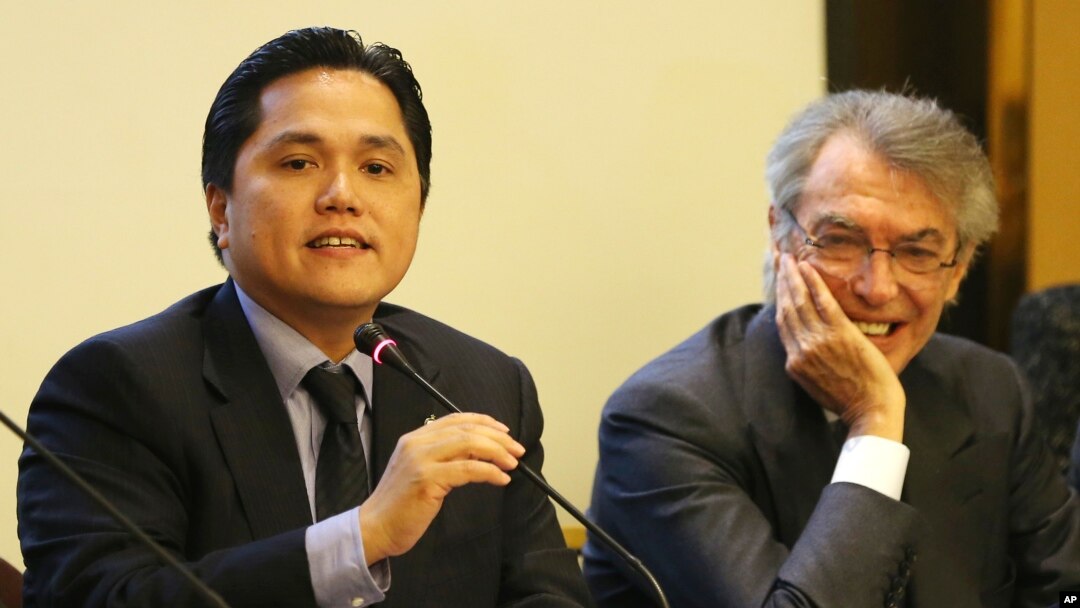 Presiden Inter Milan Erick Thohir, bersama Massimo Moratti di Milan, Italia (foto: dok).