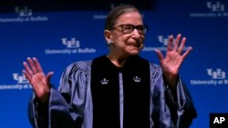 Supreme Court Associate Justice Ruth Bader Ginsburg speaks about her work and gender equality following a ceremony where she received a SUNY Honorary Degree from the University at Buffalo, Aug. 26, 2019, in Buffalo, N.Y.