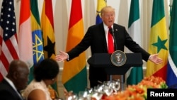 U.S. President Donald Trump speaks during a working lunch with African leaders during the U.N. September 20, 2017.