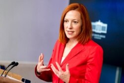 White House press secretary Jen Psaki speaks to reporters at the White House, March 11, 2021, in Washington.