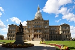 The Michigan State Capitol building is seen on Oct. 8, 2020 in Lansing, Michigan.