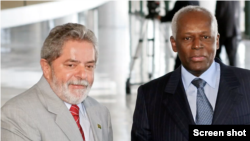 Arquivo: Ex-Presidente do Brasil, Lula da Silva (esq) com ex-Presidente de Angola, José Eduardo dos Santos