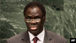 FILE - Michel Kafando, as Chairman of the Delegation of Burkina Faso, addresses the 65th session of the United Nations General Assembly at U.N. headquarters, Sept. 28, 2010, in New York. 