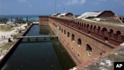 Fort Jefferson occupies one of the seven islands in the Dry Tortugas National Park, in the Florida Keys