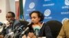 Dr. Lia Tadesse, Minister of Health of Ethiopia, speaks during an urgent press conference at the Federal Ministry of Health after the first case of COVID-19 coronavirus was detected in Ethiopia, in Addis Ababa, March 13, 2020. 
