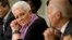FILE - White House adviser Gayle Smith, attending a meeting with Vice President Joe Biden, on President Barack Obama administration’s response to Ebola in the Eisenhower Executive Office Building at the White House compound in Washington, Nov. 13, 2014.