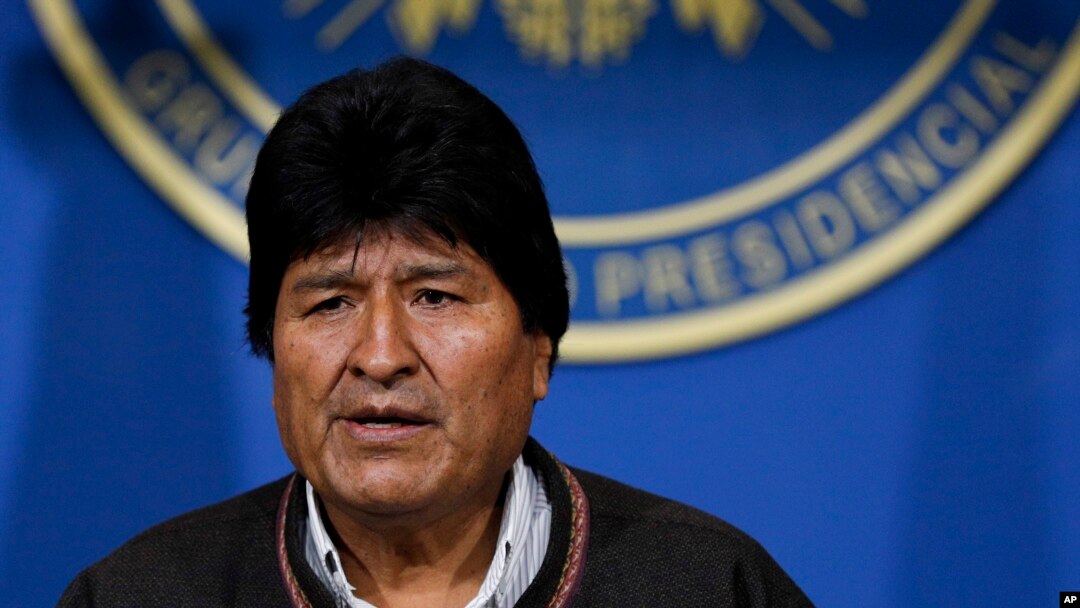 Bolivia's President Evo Morales looks on during a press conference in La Paz, Bolivia, Nov. 10, 2019