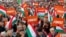 Supporters of Hungarian Prime Minister Viktor Orban are seen before his campaign closing rally in Szekesfehervar, Hungary, April 6, 2018. 