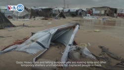 VOA60 World - Heavy rains make temporary shelters uninhabitable for displaced people in Gaza