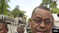 Haitian Prime Minister Garry Conille talks to a reporter in Port-au-Prince (file photo)