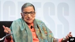 Supreme Court Associate Justice Ruth Bader Ginsburg speaks at the Library of Congress National Book Festival in Washington, Saturday, Aug. 31, 2019. (AP Photo/Cliff Owen)