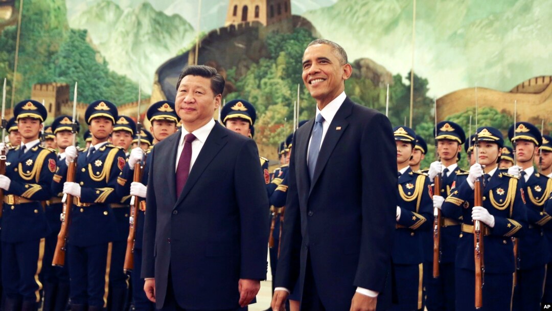 中国国家主席习近平(左)和美国总统奥巴马2014年在北京人民大会堂