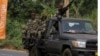 Soldiers patrol outside the entrance of Bafoussam stadium, Bafoussam, Cameroon, Jan. 14, 2022. 